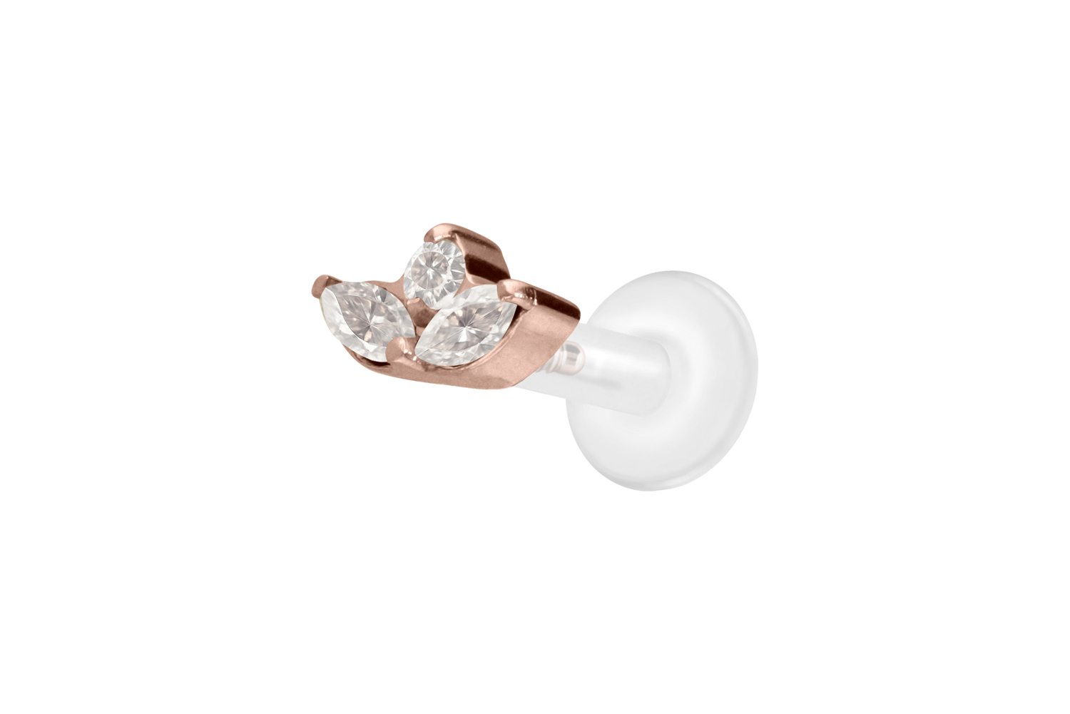 PTFE Labret Piercing mit Innengewinde + Titan-Aufsatz LOTUSBLÜTE